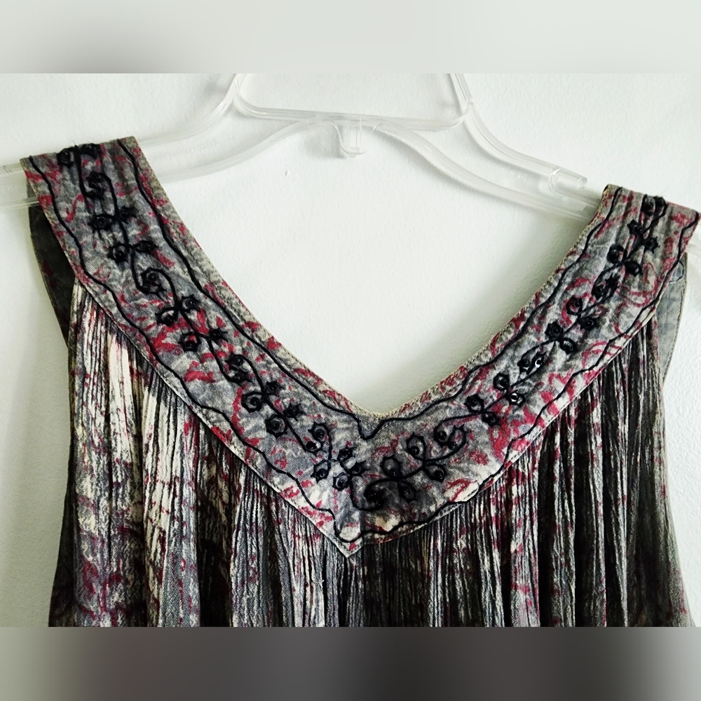 JUST CRUISING | Embroidered Women's Top - Black & Gray | Free Size (One Size)